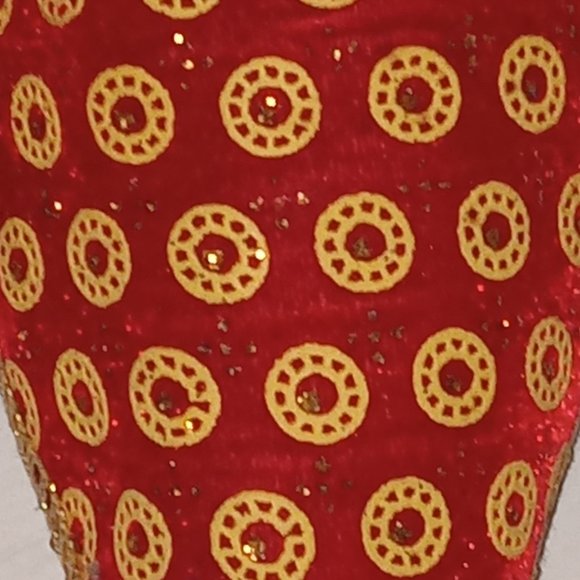 Red and Gold Napoli Velour shoe - Picture 3 of 9